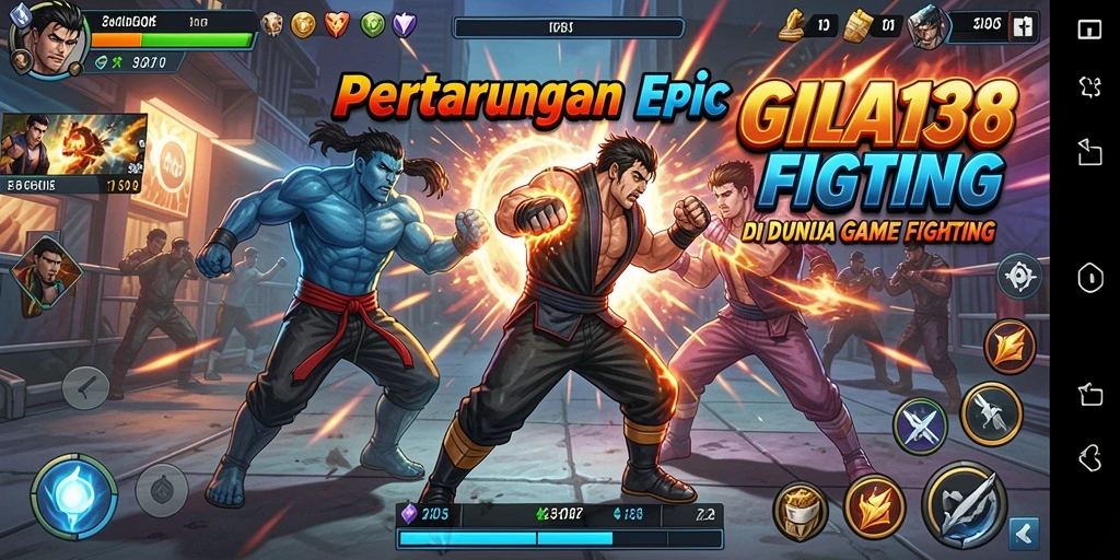 Gambar tangkapan layar GILA138 menampilkan pertarungan epik antara dua karakter.