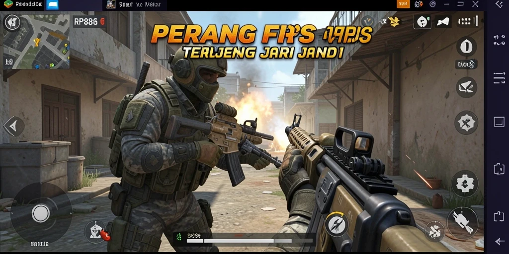 Tampilan gameplay RP886 yang seru dan dinamis dalam pertempuran FPS.